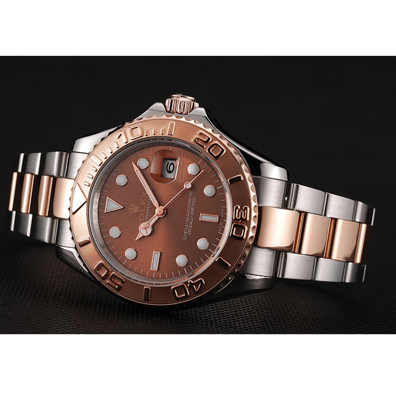 Aaa replica Master Stainless Gold Yacht Steel Tone 1453864 Bracelet Rose Rolex Dial Two 0816